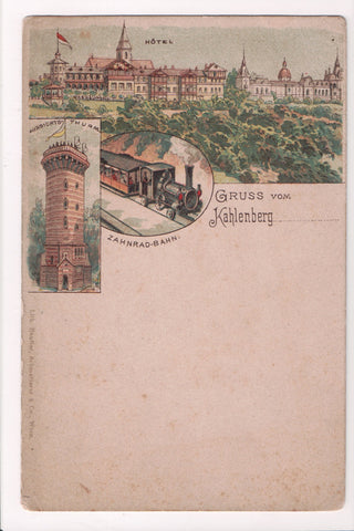 Foreign postcard - Kahlenberg, Austria - Aahnrad-Bahn, hotel, Thurm - J04257