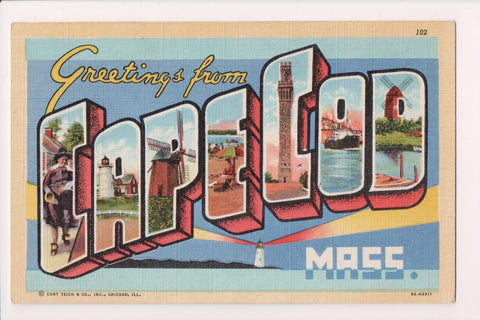 MA, CAPE COD - Greetings from - Curt Teich postcard 8A-H2911 - B04180