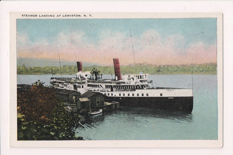 Ship Postcard - Steamer landing at Lewiston, NY, bldg - B05130