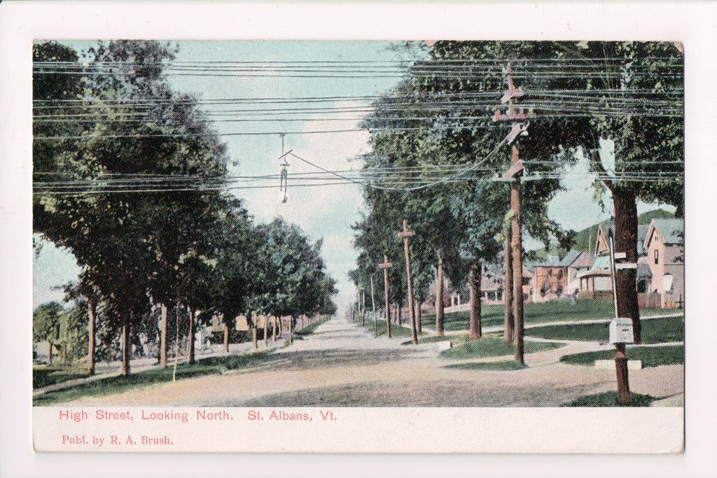 VT, St Albans - High St looking North - @1908 postcard - B05286