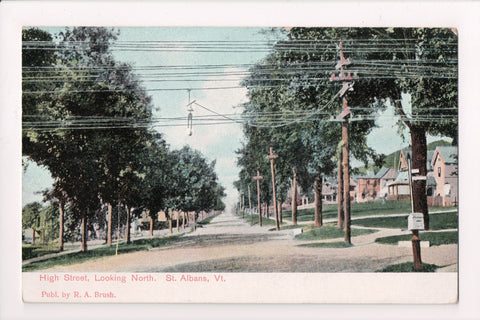 VT, ST ALBANS - High St looking North - @1908 postcard - B05286