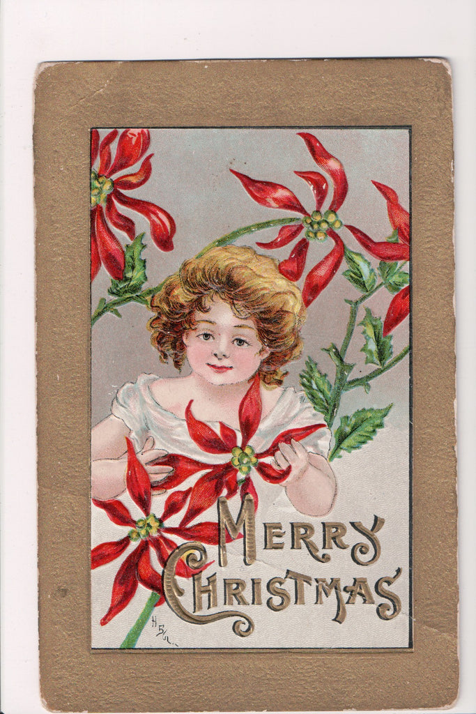 Xmas postcard - Merry Christmas - L & E card, HBG signed - B05300