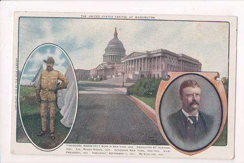 Misc - Military - Theodore Roosevelt president - @1907 info stats postcard - B0616