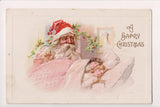 Xmas postcard - Christmas - Santa watching kids in bed - B06674