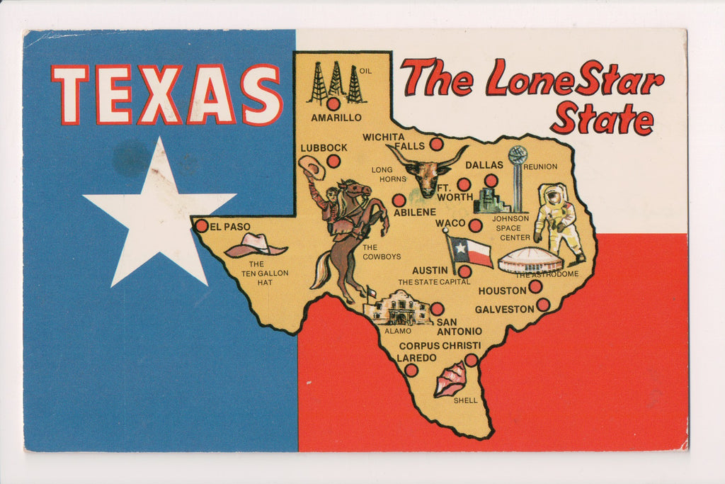 TX, TEXAS - STATE MAP postcard - B08019