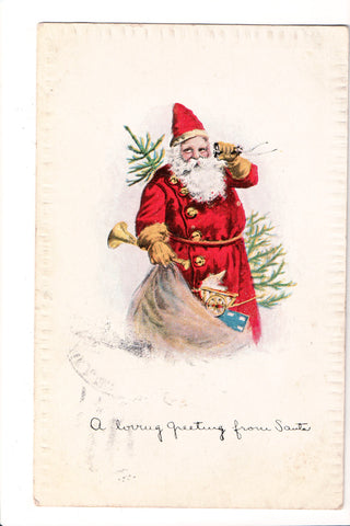 Xmas postcard - Christmas - Santa, phone, horn, sack - B10089
