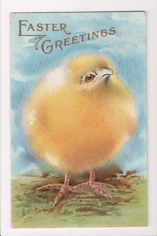 Easter - EASTER GREETINGS - large fluffy chick postcard - B10168