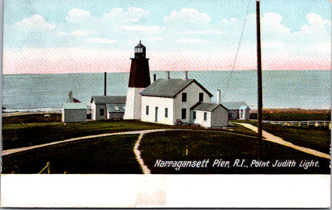 RI, NARRAGANSETT - Point Judith Light on the pier (original SOLD) B11018