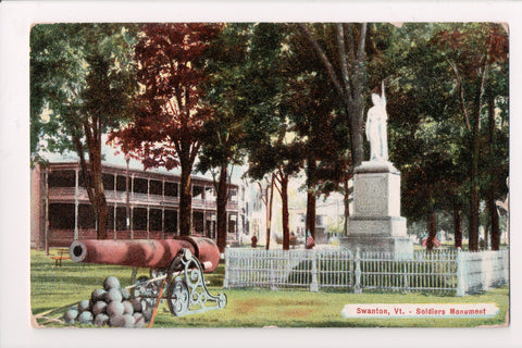 VT, SWANTON - Soldiers Monument, canon and balls postcard - B11127