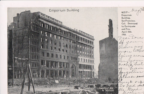 CA, SAN FRANCISCO - Emporium Bldg, rubble - Hodson postcard - B11152