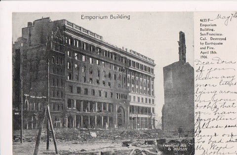 CA, San Francisco - Emporium Bldg, rubble - Hodson postcard - B11152