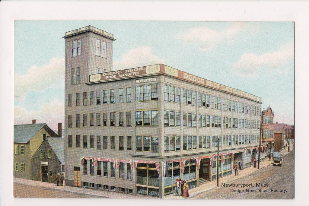 MA, Newburyport - Dodge Bros Shoe Factory postcard - B11220