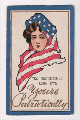 4th of July - MISS INDEPENDENCE - Artist WALL postcard - B11249