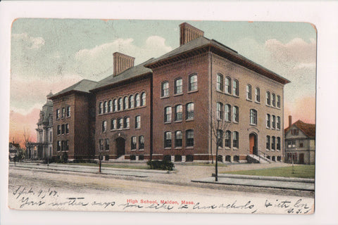 MA, Malden - High School postcard - B11410