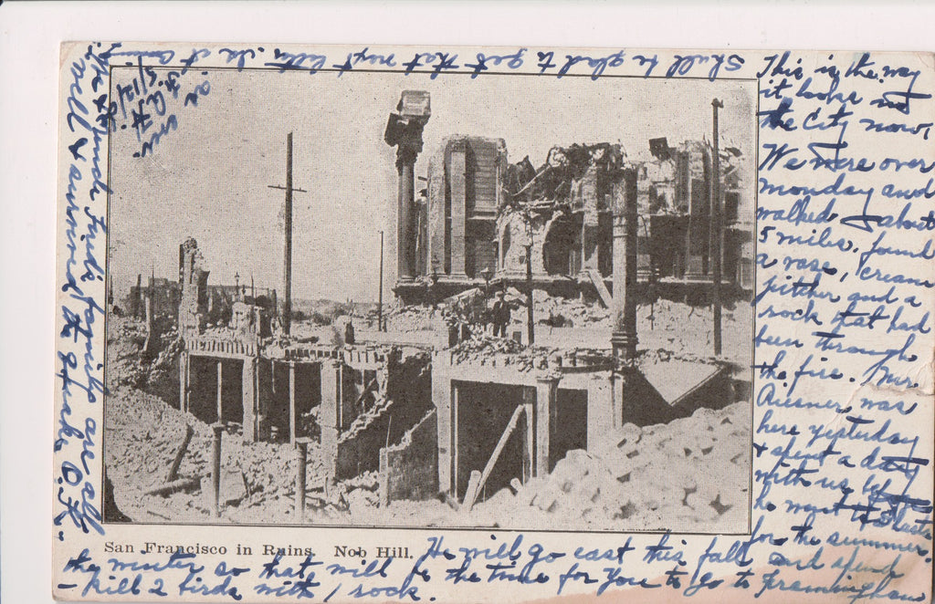 CA, San Francisco - Nob Hill and rubble postcard - B11434