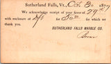 VT, SUTHERLAND FALLS  - Sutherland Falls Marble Co - 1879 Postal Card - B17073