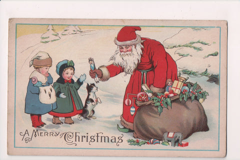 Xmas postcard - Christmas - Santa handing toy to kids - B17116