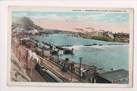 PA, PITTSBURGH - Lock No 1 Monongahela River Bird eye view - B17307