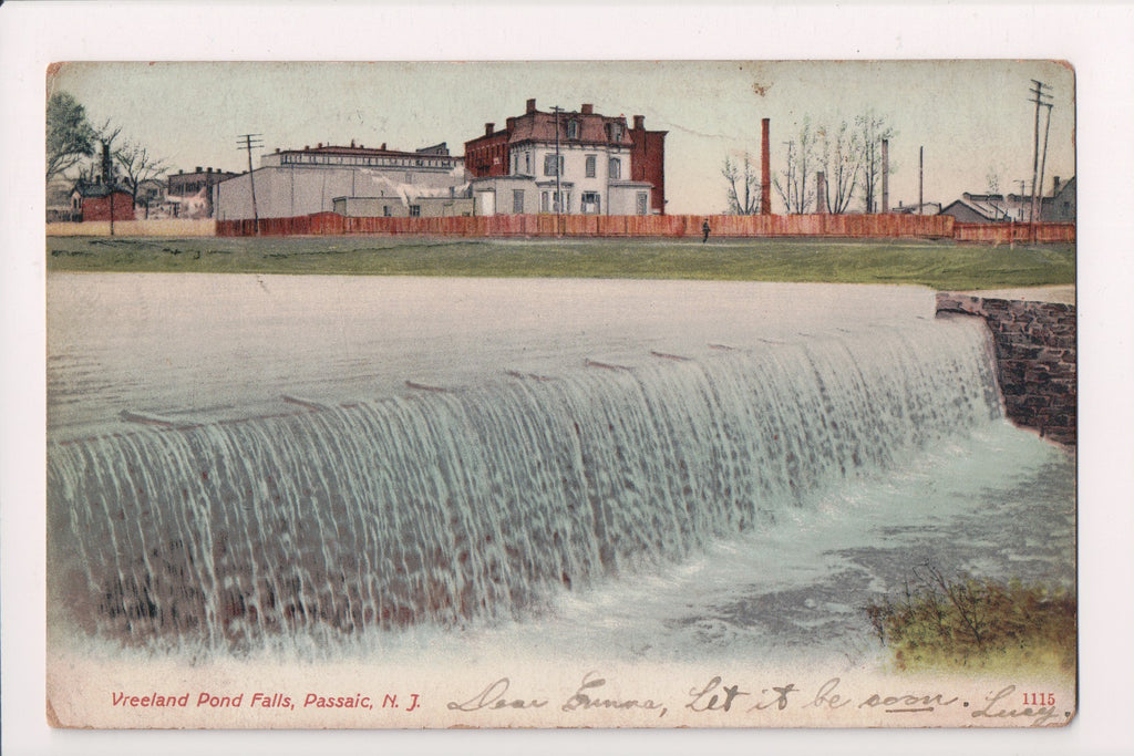 NJ, Passaic - Vreeland Pond Falls postcard - B17308