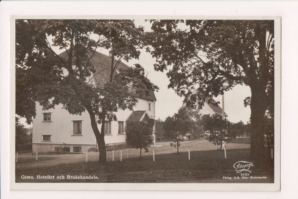 Foreign postcard - GIMO, Sweden - Hotellet och Brukshandeln Sweden - RPPC - B18007