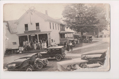 VT, Plymouth - Post Office, Cilley Store - people posing, cars - RPPC - BP0001