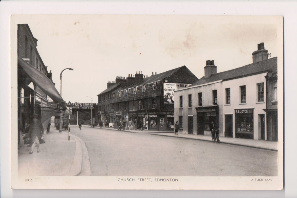 Foreign postcard - EDMONTON, London - Church St w/signs - Tuck RPPC - BR0013