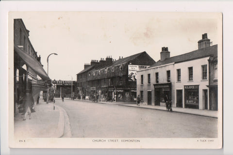 Foreign postcard - EDMONTON, London - Church St w/signs - Tuck RPPC - BR0013
