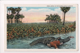 Black Americana - FREE LUNCH IN EVERGLADES, man in alligators mouth - J03346