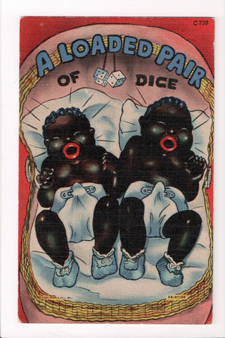 Black Americana - A Loaded Pair of dice - 2 fat, babies in diapers - C17701