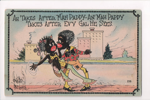 Black Americana - Ah Takes after Mah Pappy - Wellman postcard - C17936