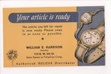 NY, NEW YORK CITY - BULOVA distributor Wm Harrison adv (original SOLD) VT0295