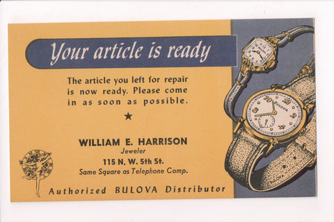 NY, New York City - BULOVA distributor Wm Harrison advertisement - VT0295