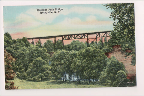 NY, Springville - Cascade Park Bridge - 1950 card - C04189