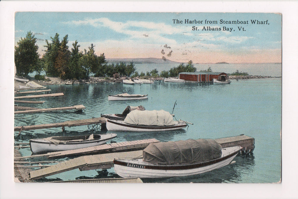 VT, ST ALBANS BAY - Harbor from Steamboat Wharf - @1915 postcard - C06260