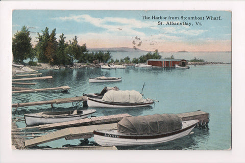 VT, St Albans Bay - Harbor from Steamboat Wharf - @1915 postcard - C06260