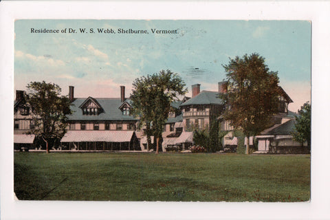 VT, Shelburne - Dr W S Webb residence close up @1915 postcard - C06271