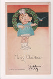 Xmas postcard - Christmas - girl, blue bird - C06738