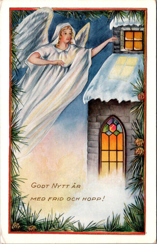 New Year - Angel flying - Godt Nytt Ar Med Frid Och Hopp postcard - C06763