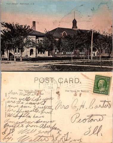 SD, Aberdeen - High School - 1909 postcard - C08054