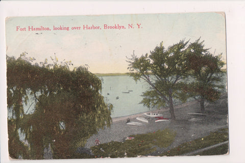 NY, Brooklyn - Fort Hamilton looking over harbor postcard - C08470