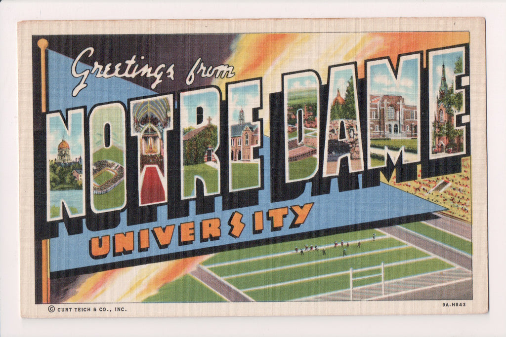 IN, NOTRE DAME - Large Letter greetings - Curt Teich - C08485