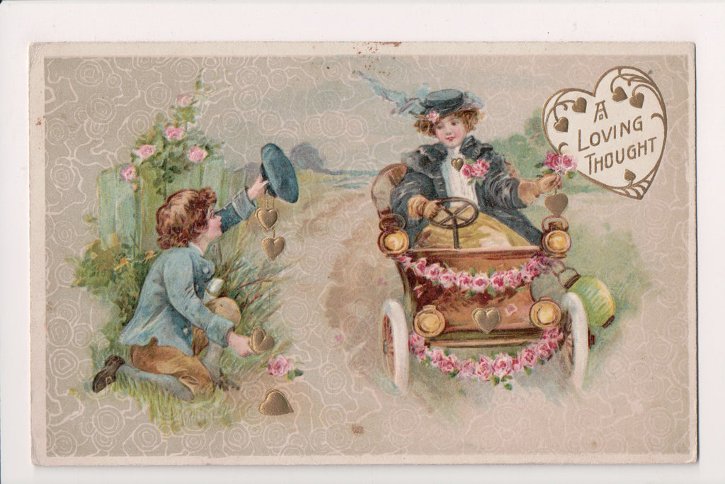 Valentine postcard - A Loving Thought - Winsch Back - C08751