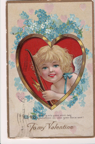 Valentine postcard - To my Valentine - boy angel, arrows - C08775