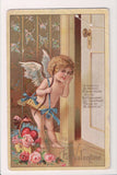 Valentine postcard - To my Valentine - Bare, boy angel at door - C08776