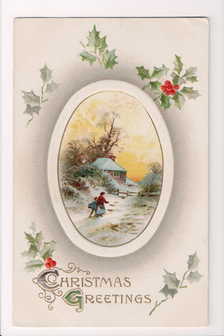 Xmas - Christmas Greetings - Winsch type back - @1909 postcard - C17018