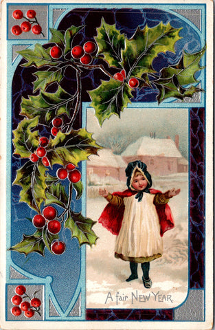 New Year - A Fair New Year - girl with arms outstretched - No 679 - C17033