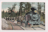 Train - Railroad Engine #4, Logging, workmen postcard - C17234