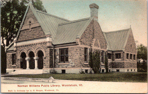 VT, Woodstock - Norman Williams library - postcard made for A B Morgan - C17283