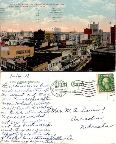 TX, Houston - signs on buildings - @1913 postcard - C17339