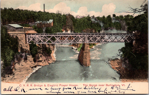 VT, Burlington - Bridge, Gorge, buildings - 1907 C H Bessey postcard - C17428